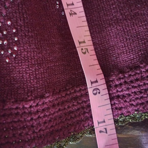 Main Line by Eagles Eye Maroon Holiday Cardigan Sweater Women's Small - Picture 6 of 6